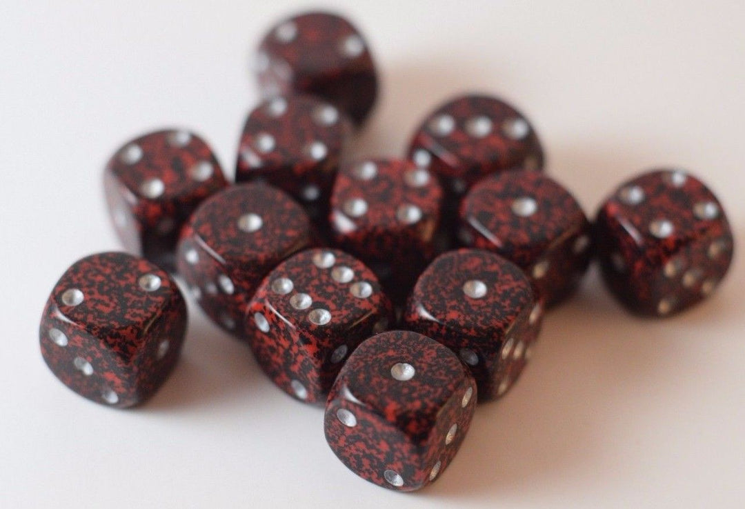 Silver Volcano Speckled 12mm D6 Pipped
