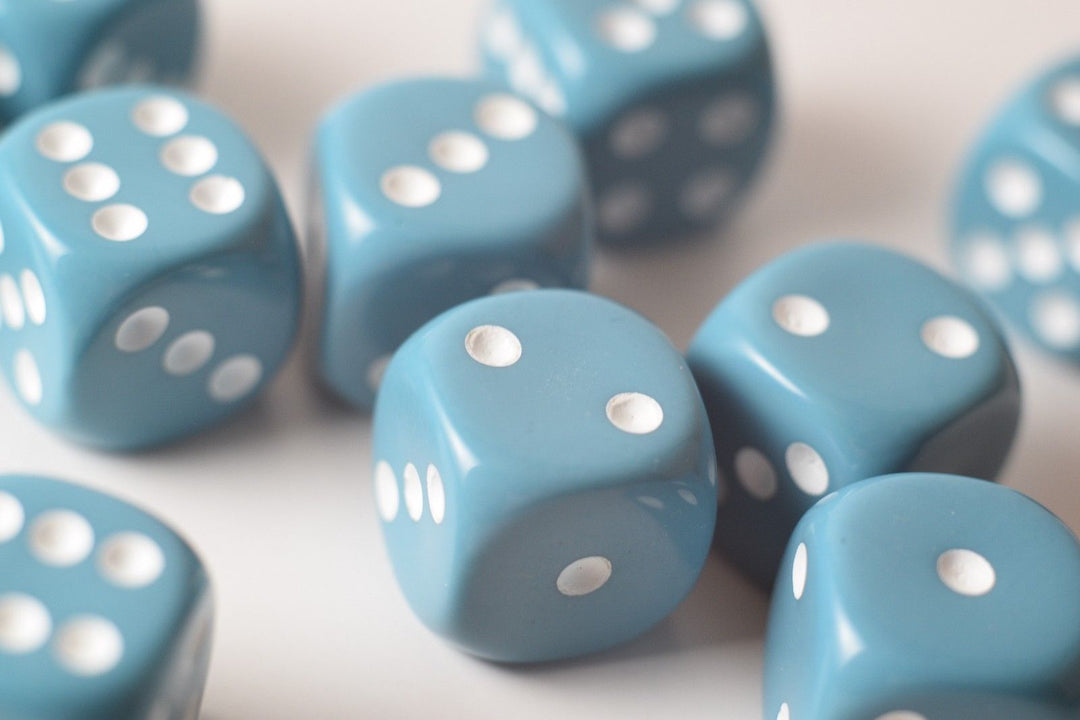 Rare Unreleased 16mm Cyan Blue Dice Set (10) Chessex with White Pips Limited