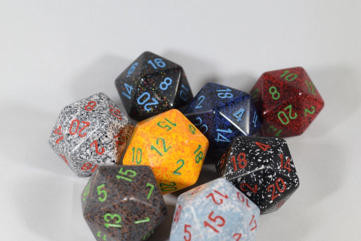 24x Speckled 34mm Chessex D20 Dice Complete Set with Case Large Size Collection