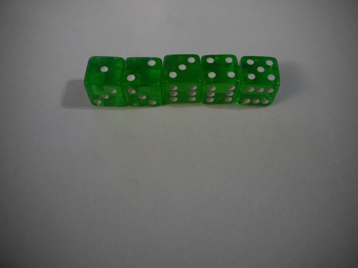 NEW Set of 5 Green Transparent Large Casino Size 19mm Dice Green Great Quality