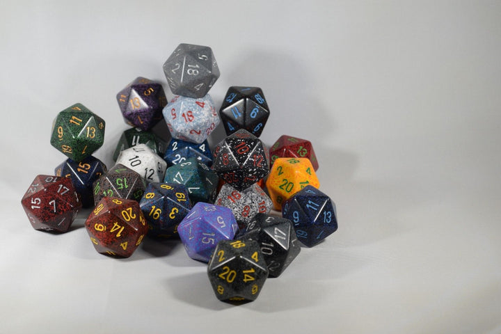 24x Speckled 34mm Chessex D20 Dice Complete Set with Case Large Size Collection