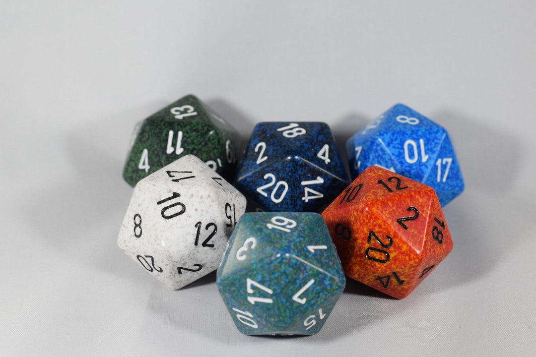 24x Speckled 34mm Chessex D20 Dice Complete Set with Case Large Size Collection