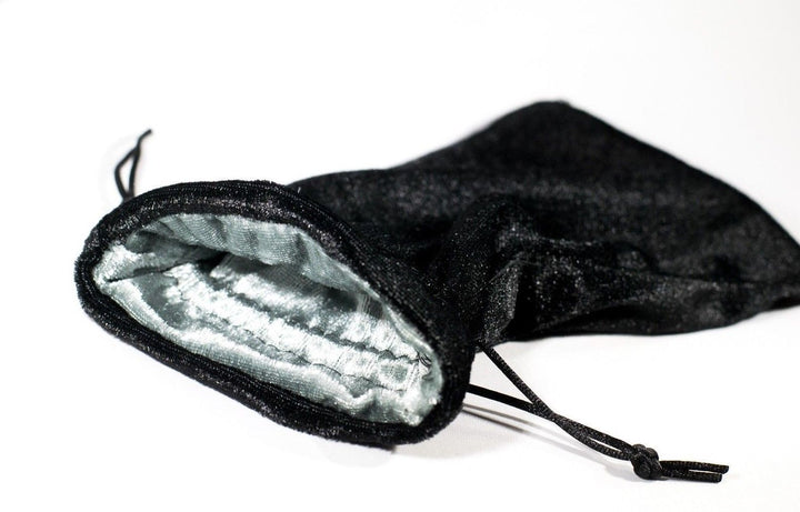 Large Black Velvet Gift Bag Game Dice Bag w/ Grey Velvet Lining Counter Pouch