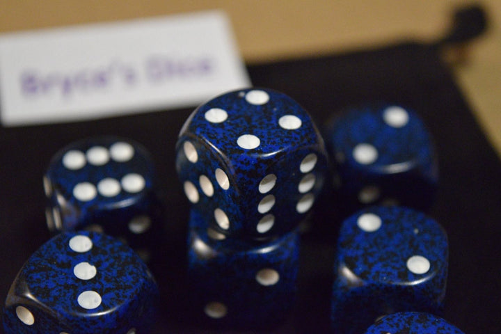 Speckled 16mm D6 RPG Chessex Dice (1 Die) - Stealth - Speckled Blue and Black