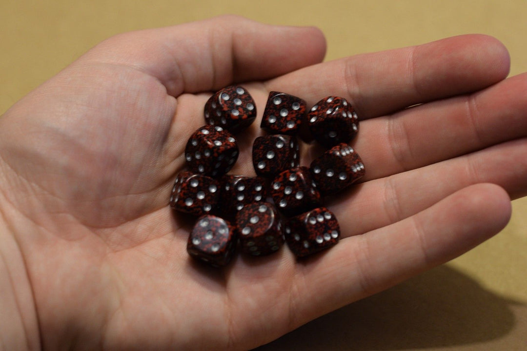 Silver Volcano Speckled 12mm D6 Pipped