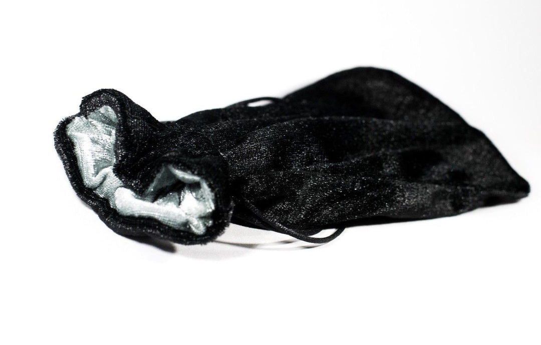 Large Black Velvet Gift Bag Game Dice Bag w/ Grey Velvet Lining Counter Pouch