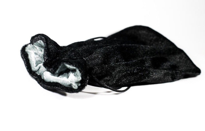 Large Black Velvet Gift Bag Game Dice Bag w/ Grey Velvet Lining Counter Pouch