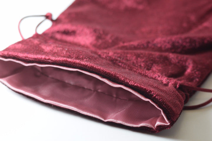 Large Maroon Velvet Gift Big Game Dice Bag w/ Pink Satin Lining Counter Pouch