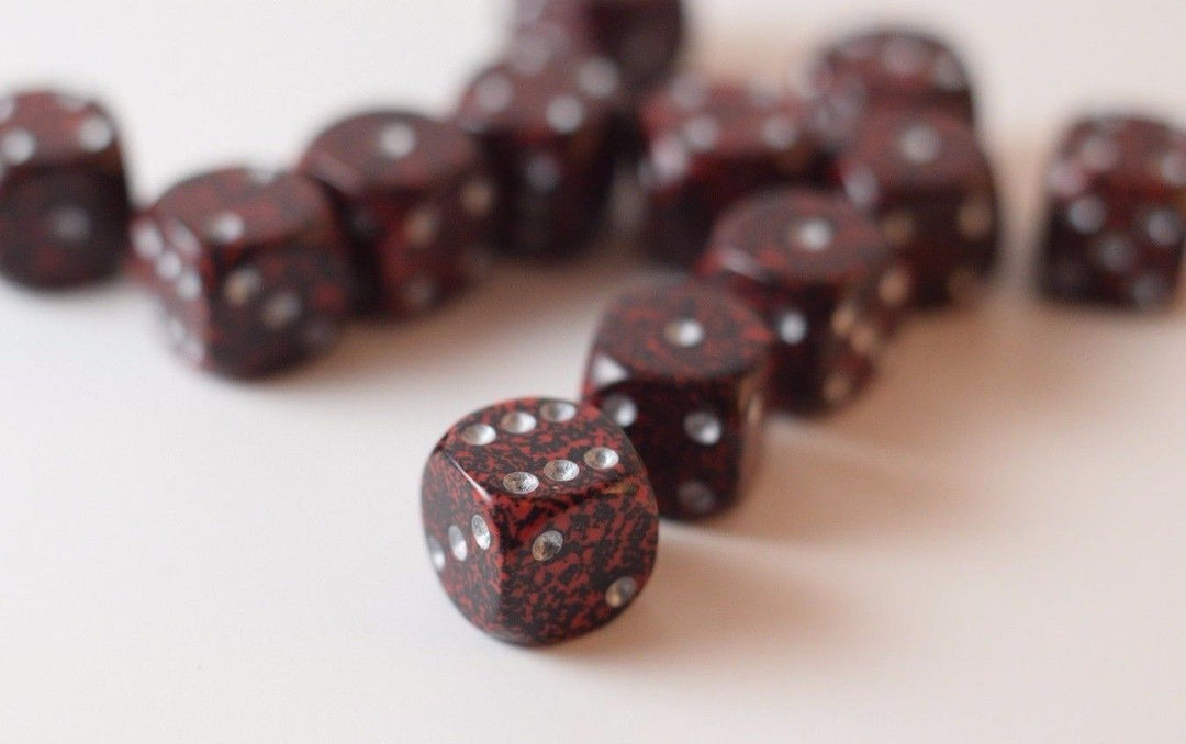 Silver Volcano Speckled 12mm D6 Pipped