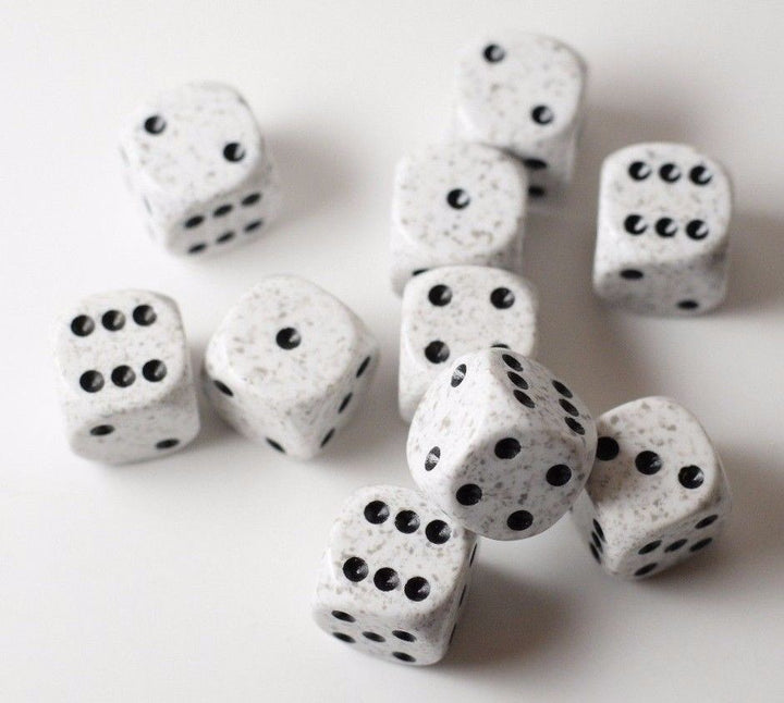 Arctic Camo Speckled 16mm D6 RPG Chessex | Sold Per Piece (White/Black)