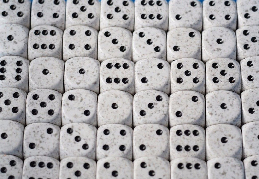 Arctic Camo Speckled 16mm D6 RPG Chessex | Sold Per Piece (White/Black)