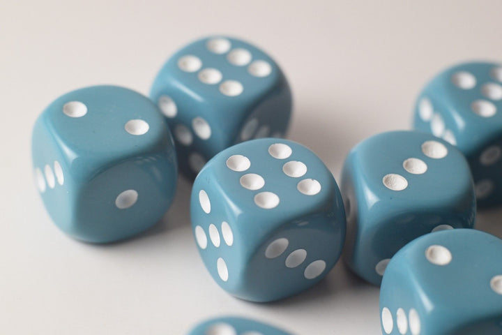 Rare Unreleased 16mm Cyan Blue Dice Set (10) Chessex with White Pips Limited
