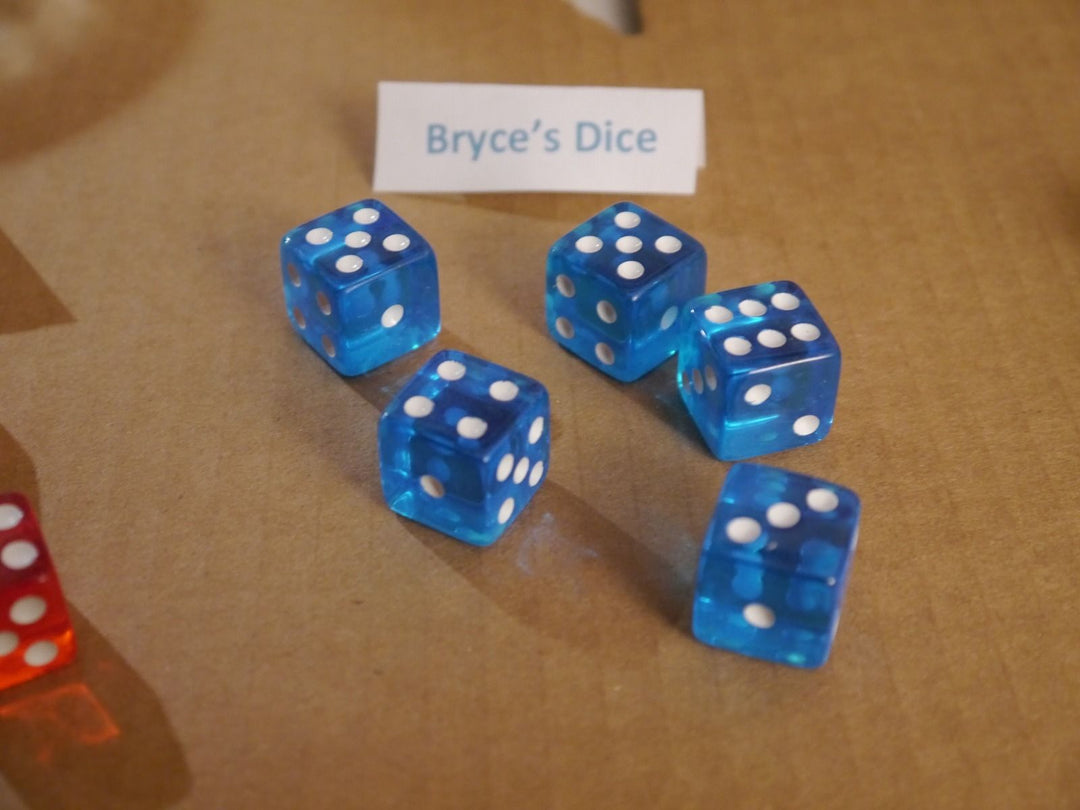 NEW 5 Transparent Blue White Pip RPG Bunco Gaming Dice Set 16mm D6 Home Casino