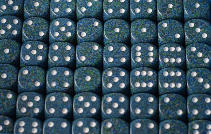 Sea Speckled 16mm D6 Pipped | Green/Blue/White (sold per die)