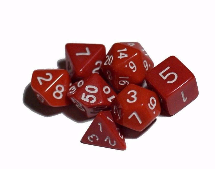 Red Opaque 7 Die Set Polyhedral Dice by BrycesDice RPG Magic D&D Unique Fun