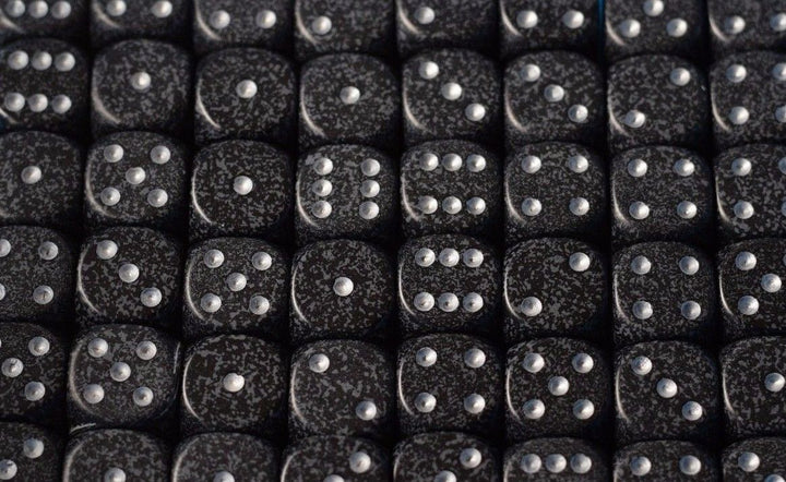 Ninja Speckled 16mm D6 Pipped | Black/Grey (sold per piece)