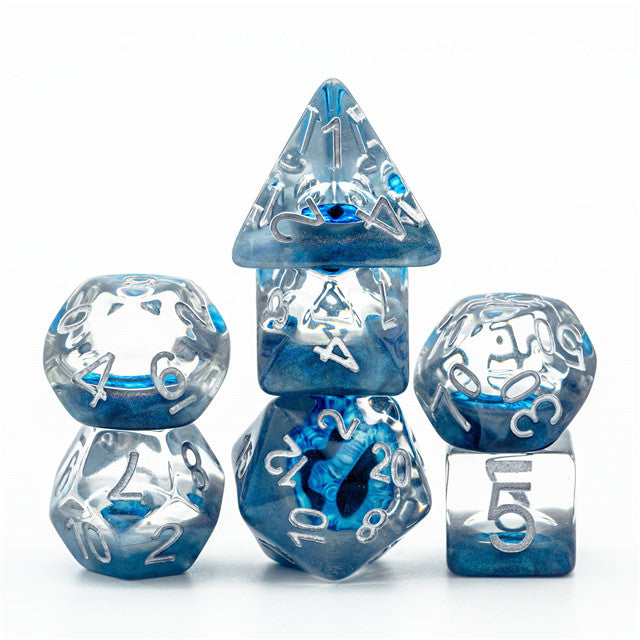 Blue Demon Eye Dragon Eye Dice 7-Dice Set Resin Dungeons and Dragons Dice