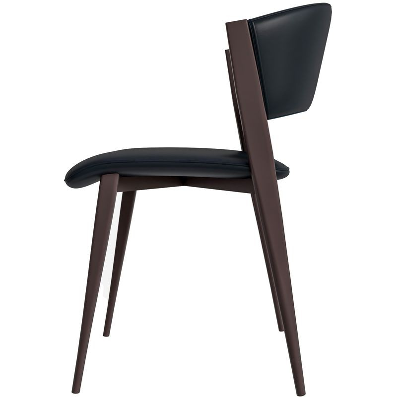 LeisureMod Aspen Collection Modern Dining Chair in Black Side View.