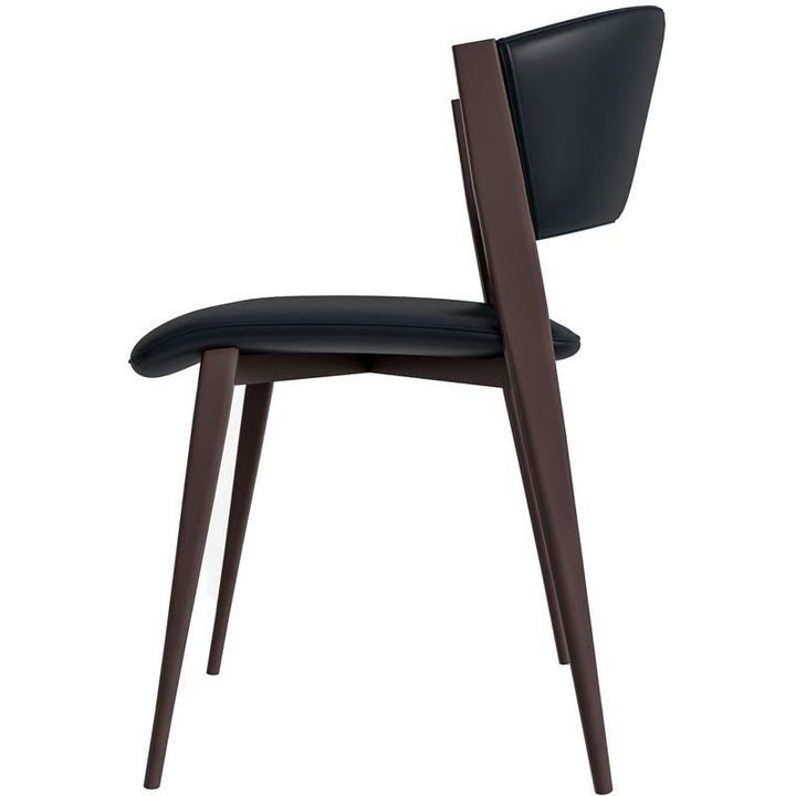 LeisureMod Aspen Collection Modern Dining Chair in Black Side View.