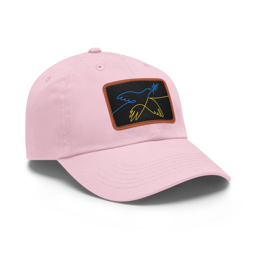 Dove and Leaf Dad Hat with Leather Patch (Rectangle)