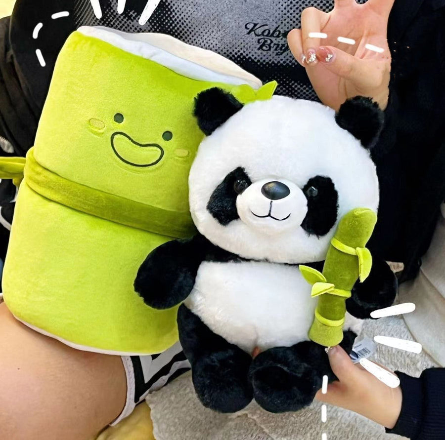 Plush Panda Soft Bamboo Tube Animal Doll