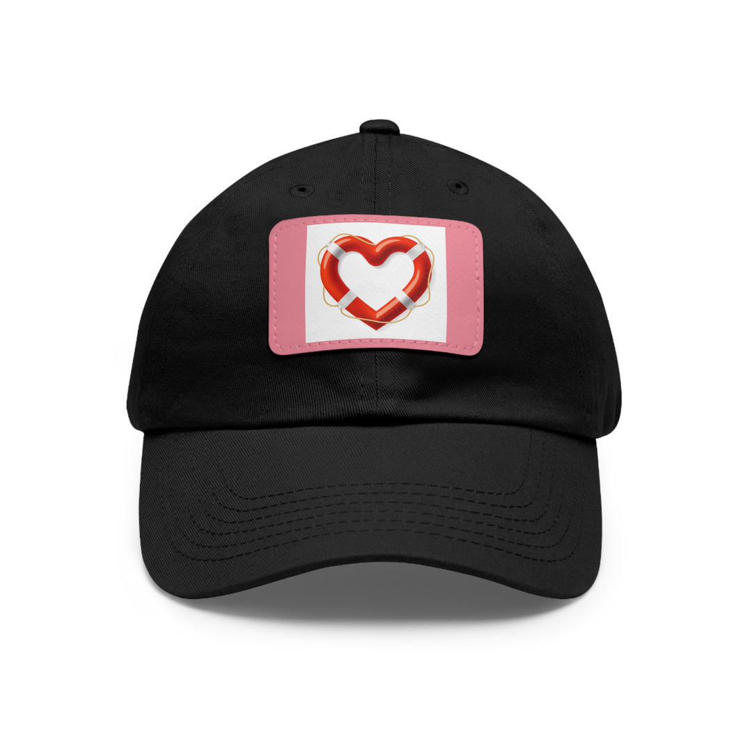 Heart Life Raft Dad Hat with Leather Patch (Rectangle)