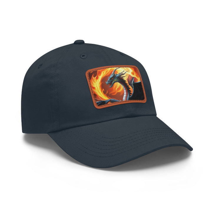 Dragon Fire Dad Hat with Leather Patch (Rectangle)