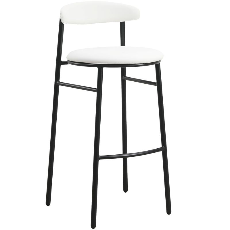 LeisureMod Lume Collection Modern Bar Stool in White