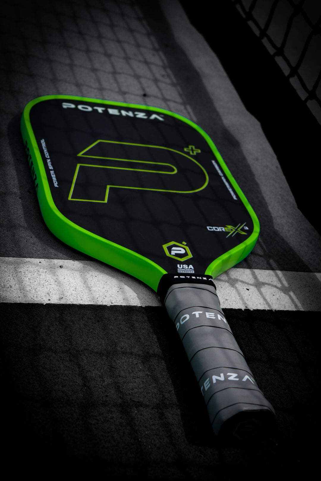 P+ PowerSpin Carbon COREx3 Pickleball Paddle (Neon Green)