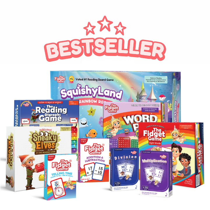 Collection of educational games and books for children with Bestseller text above.