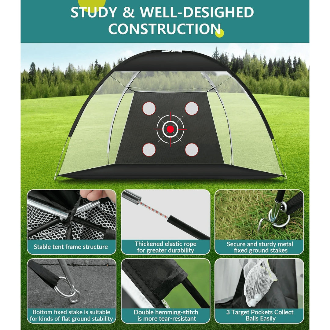 10x7FT Golf Practice Net with Mat and Target – Backyard Driving and Chipping Aid