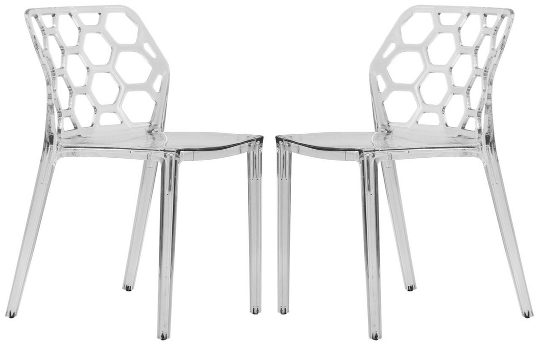 LeisureMod Modern Dynamic Dining Chair, Set of 2 Clear