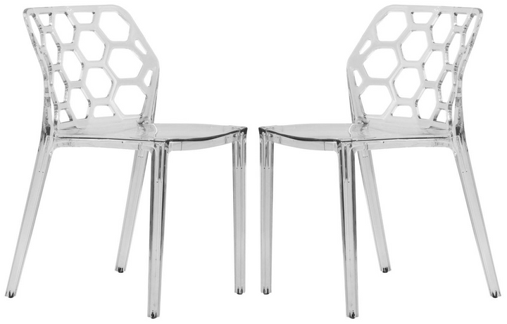 LeisureMod Modern Dynamic Dining Chair, Set of 2 Clear
