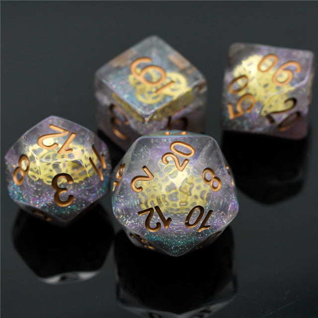 Glitter Mini Gearwheel Dice 7-Dice Dungeons and Dragons RPG