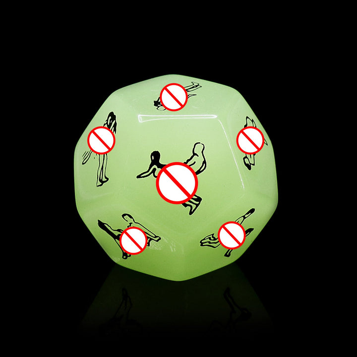 Adult Dice Sex Dice d12 25mm Green Glow in the Dark Kama Sutra Dice