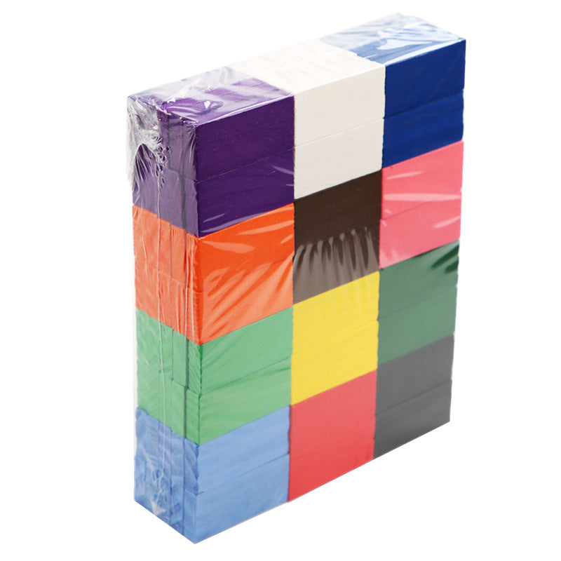 Wooden Domino Blocks Building Kit Colorful Educational Toy for Kids