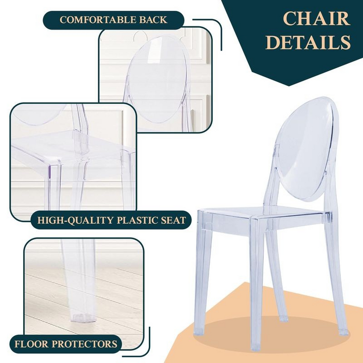 LeisureMod Marion Transparent Acrylic Modern Chair, Set of 4