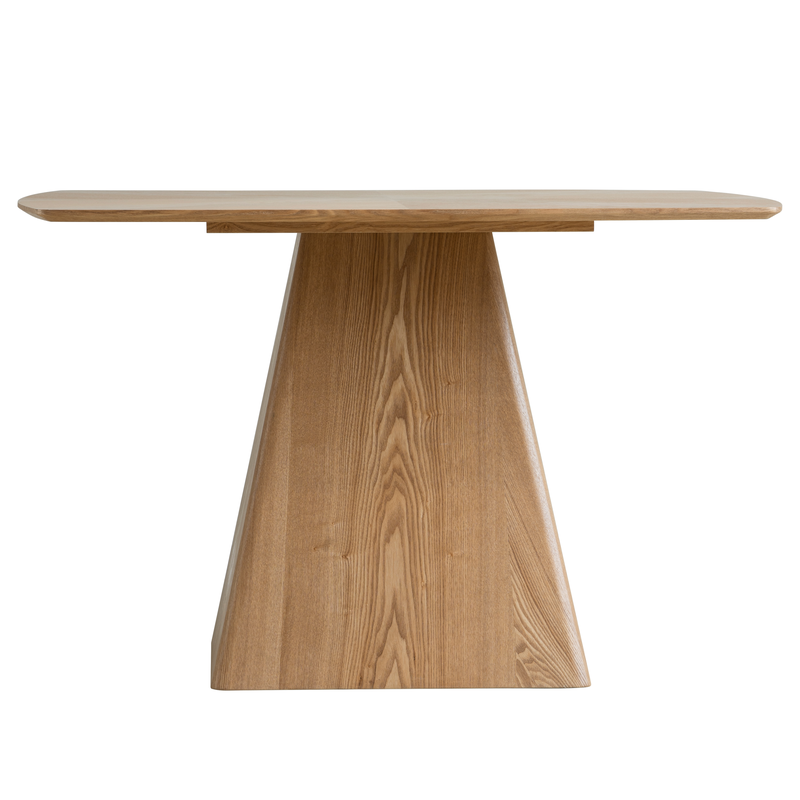 LeisureMod Zephry Collection Modern Dining Wooden Square Dining Table in Natural Wood Front.