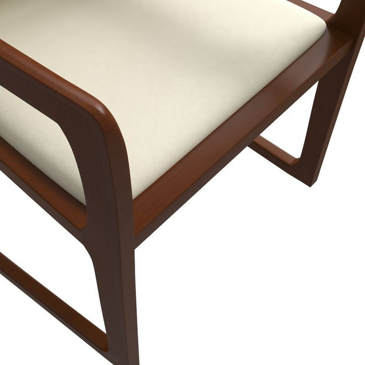 LeisureMod Svelta Elegant Wooden Dining Chair in Cream Closeup.