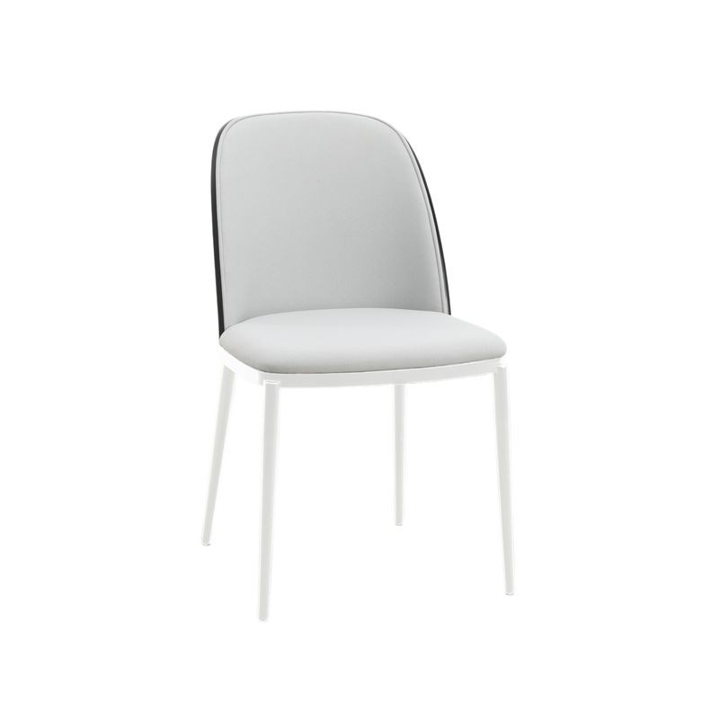 LeisureMod Tule Mid-Century Modern Dining Side Chair with Velvet Seat and White Powder-Coated Steel Frame Black/Platinum Blue