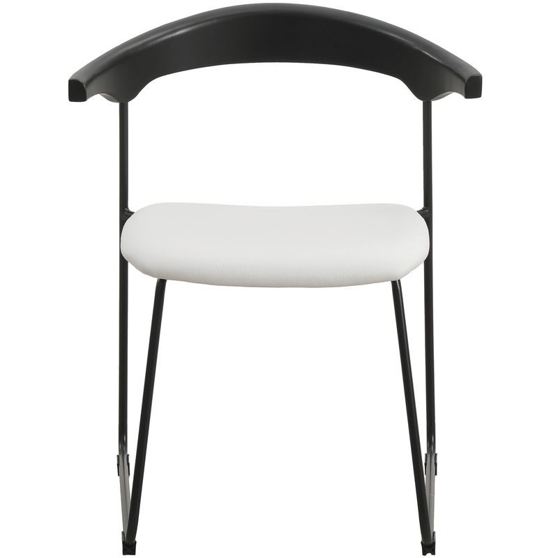 LeisureMod Lyra Collection Modern Chair in Black Back and White Seat Front View.