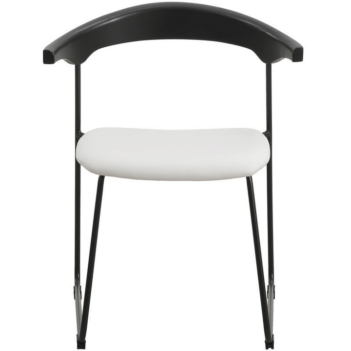 LeisureMod Lyra Collection Modern Chair in Black Back and White Seat Front View.