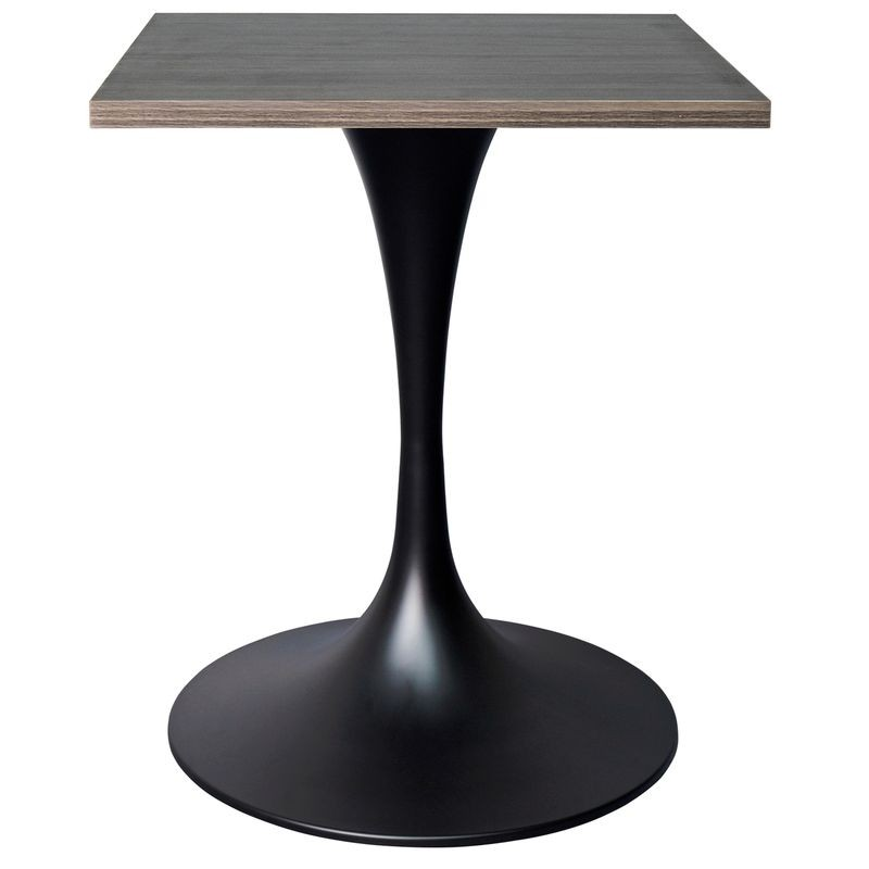 LeisureMod Verve Collection 24 Square Dining Table, Black Base with Dark Maple MDF Top