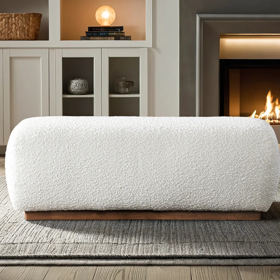 Kelvin Ivory Boucle Bench