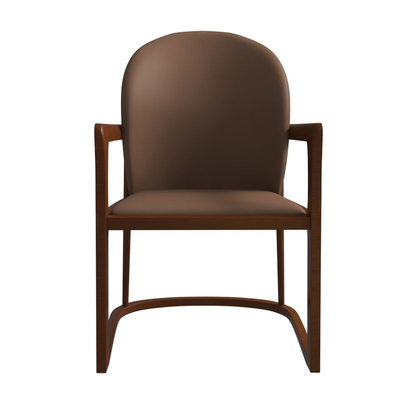 LeisureMod Svelta Elegant Wooden Dining Chair in Brown Front View.