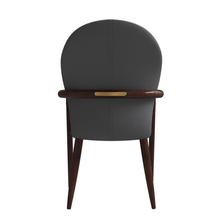 LeisureMod Opaline Series Elegant Wooden Dining Chair in Two-Tone Grey Back View.