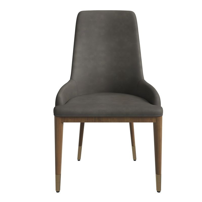 Leisuremod Viva Collection Modern Wooden Dining Chair in Mocha Brown Front View.