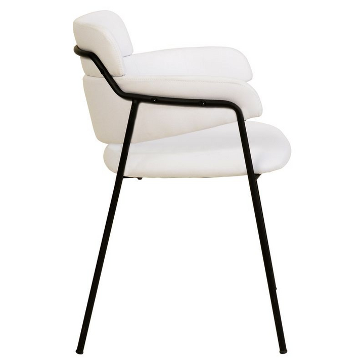 LeisureMod Axis Collection Modern Dining Chair in White Side View.