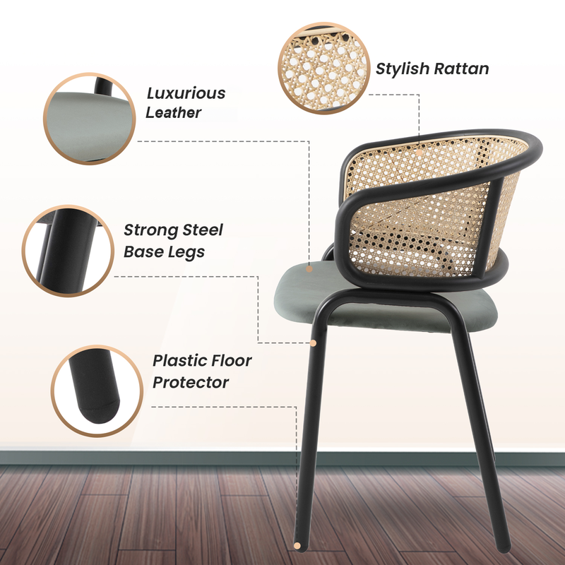 Chair with features highlighted on a white background.