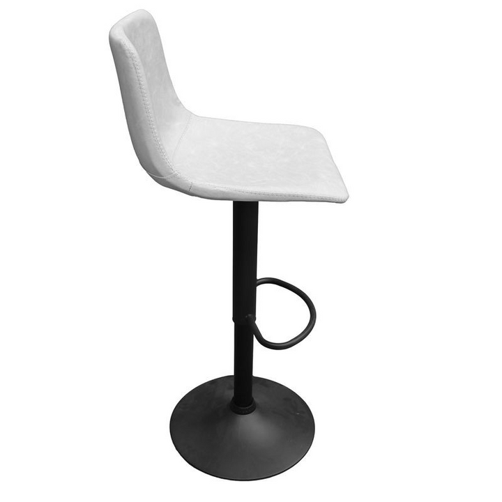 LeisureMod Tilbury Modern Adjustable Bar Stool with Footrest and 360-Degree Swivel in Light Grey Side View.